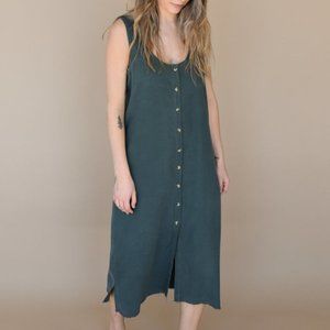 LACAUSA 100% raw silk reversible button front seaweed dress